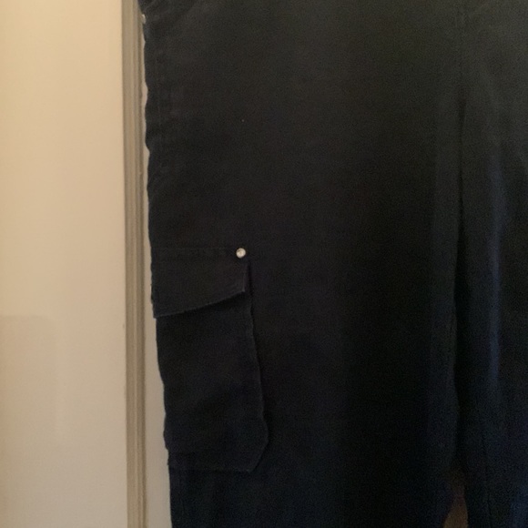 INC International Concept Navy Linen Cargo Pants size 10 Lots of details - Picture 3 of 11